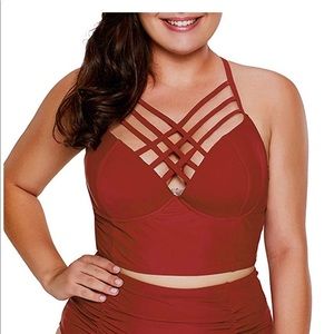 Womens Plus Size High Waist Fringe Swimwear